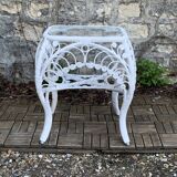 Peacock white rattan side table 1970