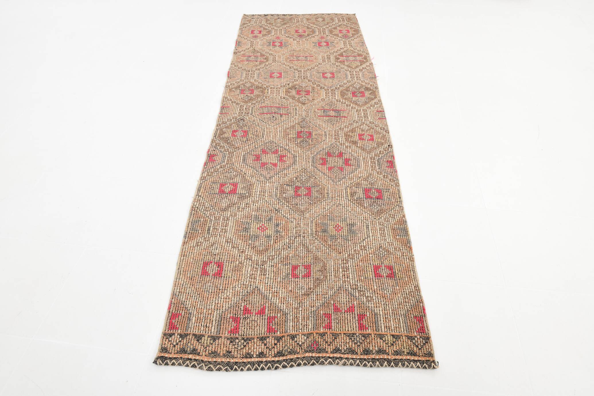 Rug For Hallway Red & Brown Kilim Runner Rug, 92x280Cm