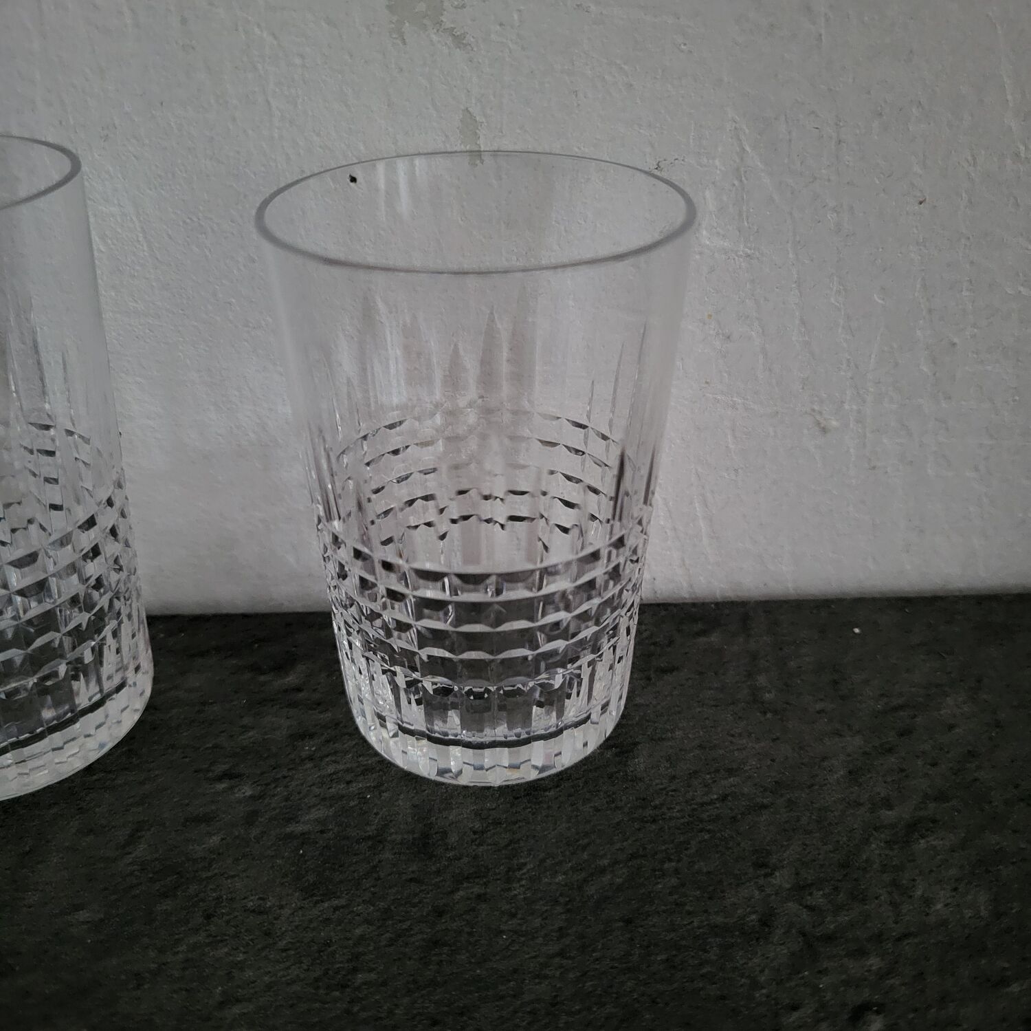 4 vintage crystal tumblers from Baccarat, model Nancy.