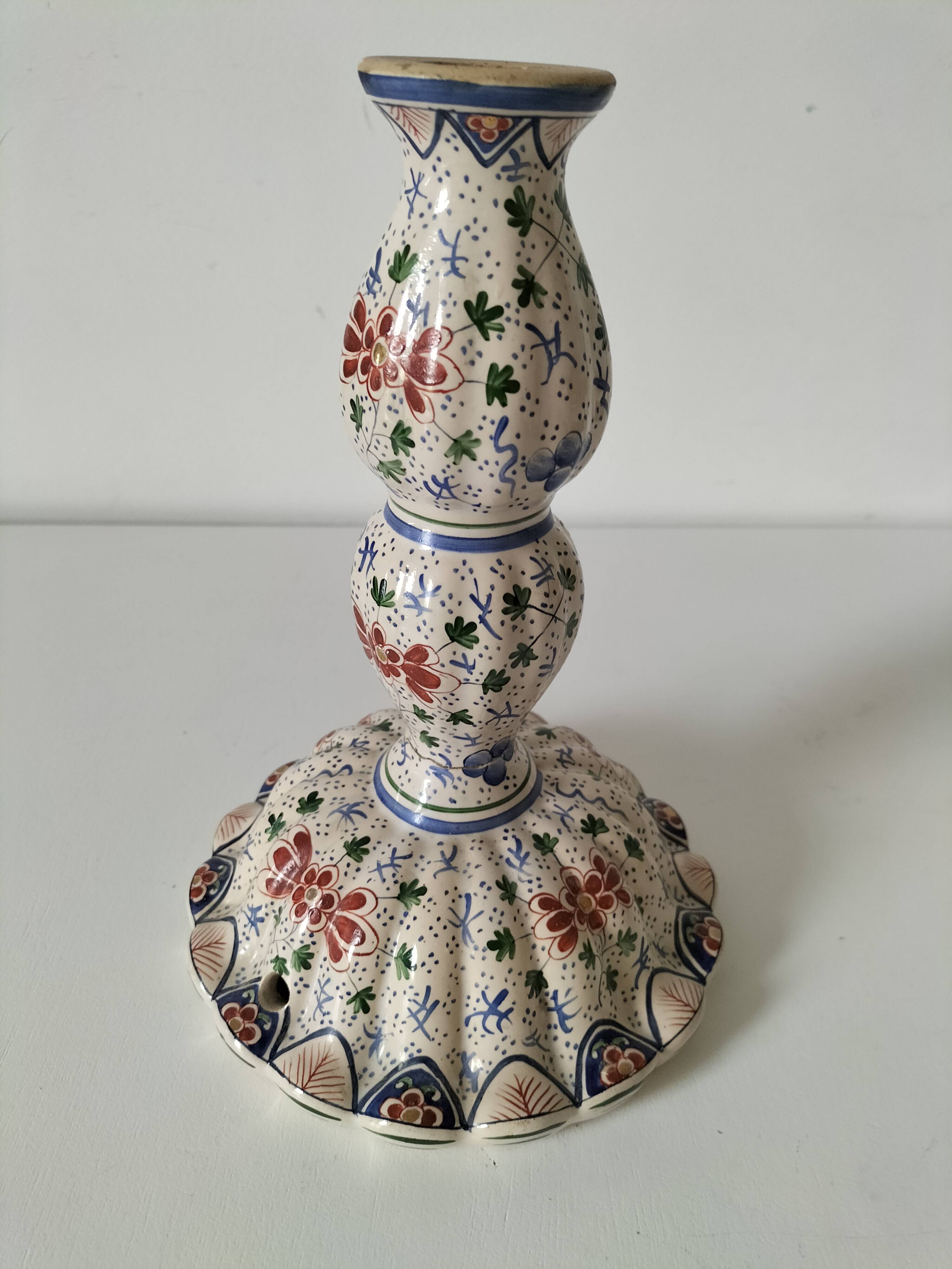 Earthenware lamp base signed Roger Colas – Cashmere decor – Clamecy