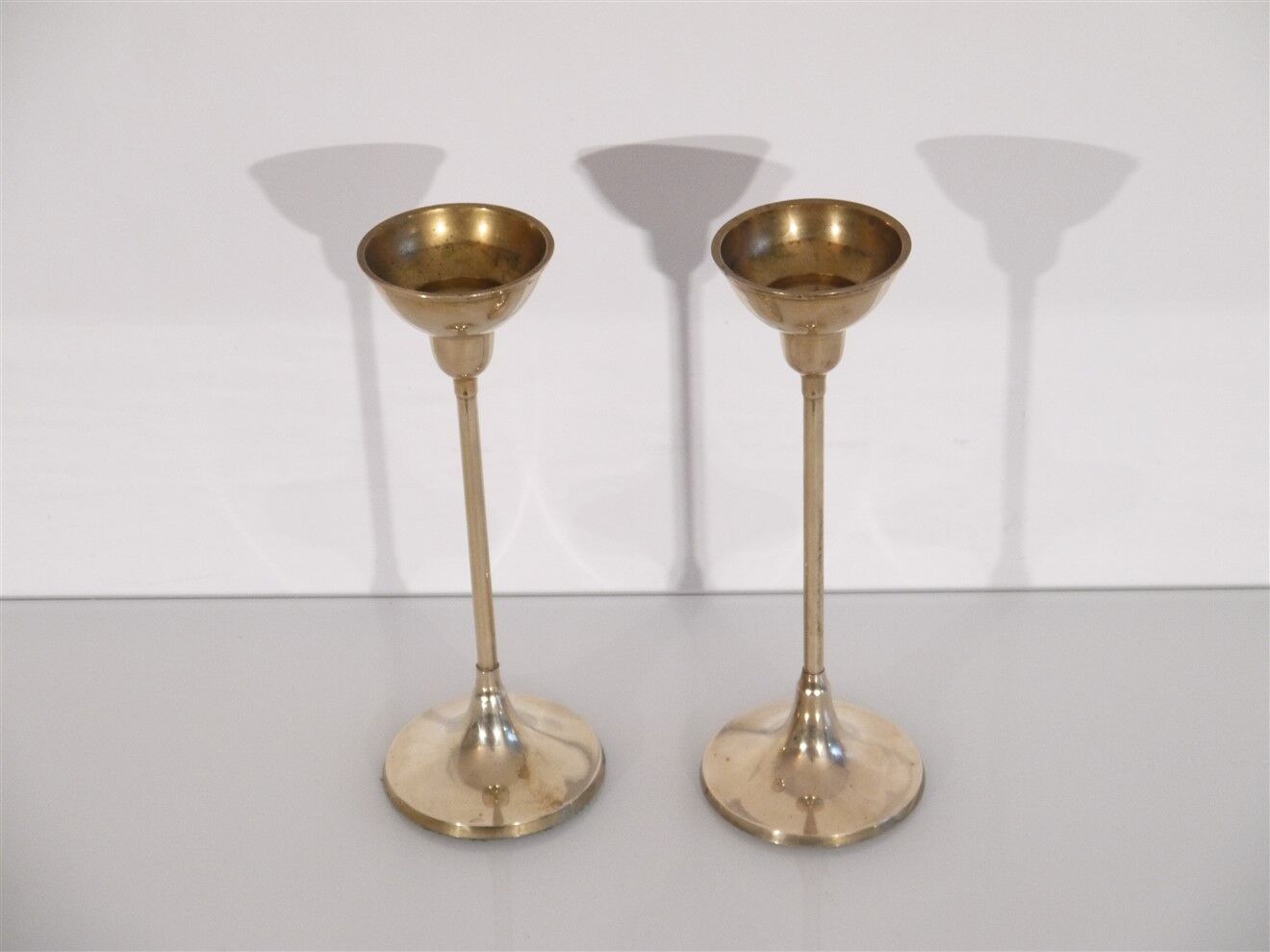 Pair of scandinavian brass candle holders 1970
