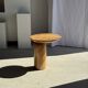 Side table in solid suar with a circular top, column base H51.5 D50.