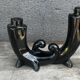 Vallauris Black Ceramic Candle Holder from the 50s