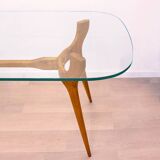 Mid Century Palisander and Glass Dining Table, Italy, 1950s