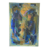 Cubist Composition by Alfred Vachon, Oil on canvas, 1961