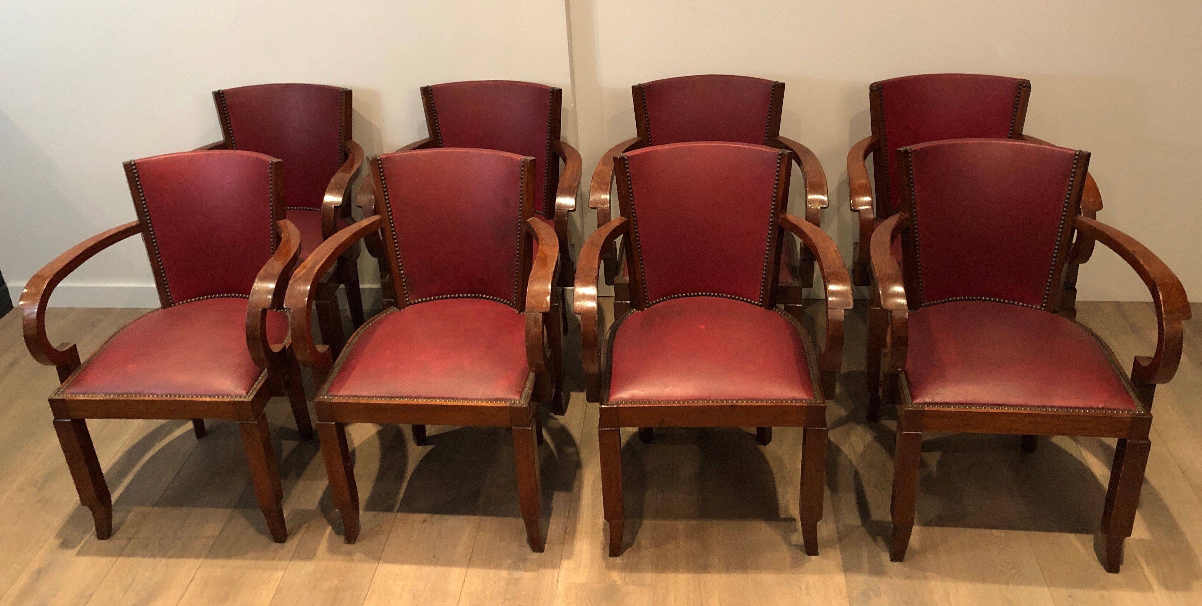 Rare set of 8 Art Deco armchairs.