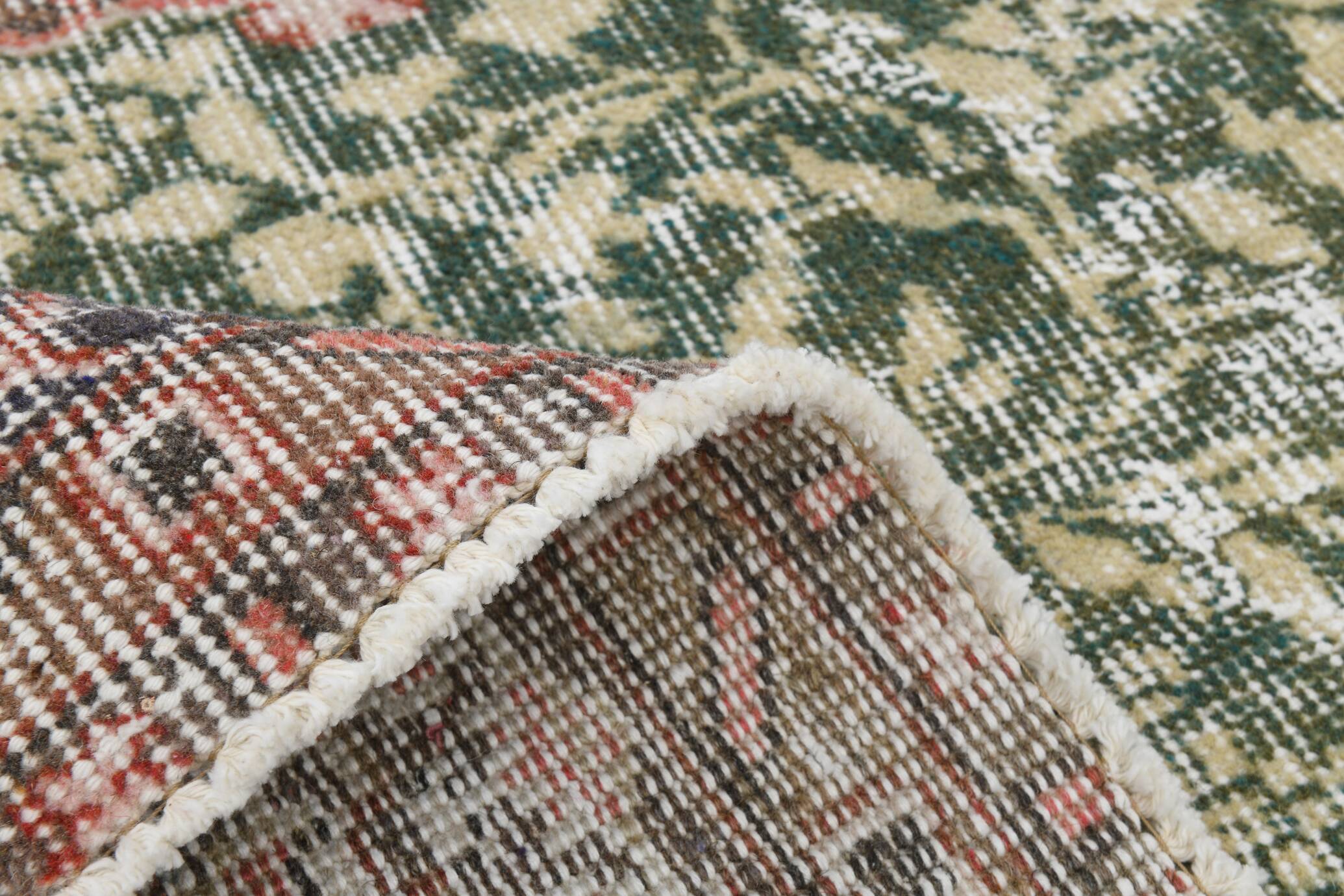 6x8 Vintage Green & Red Oriental Persian Rug, 172x252Cm