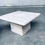 Italian Travertine Square Side End Table, 1970s, Set of 2