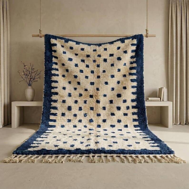Traditional handmade pure wool Berber rug 2/3 m