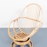 Lounge armchair with vintage bamboo side table