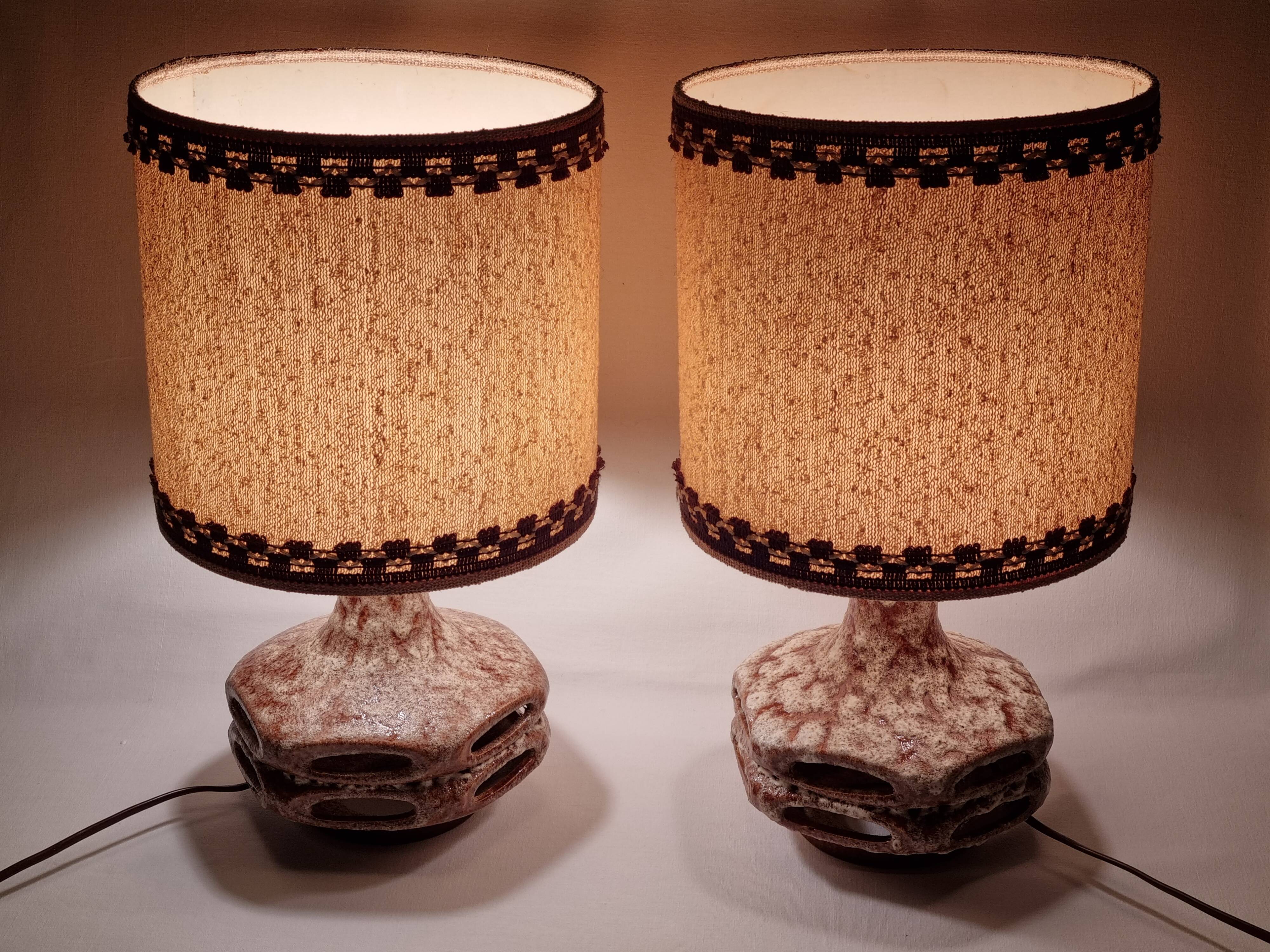 Paire de lampes vintage, fat lava, Stein Keramik, West Germany, 44 cm