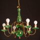 Art Deco Brass and Painted Terracotta Chandelier, 1950s