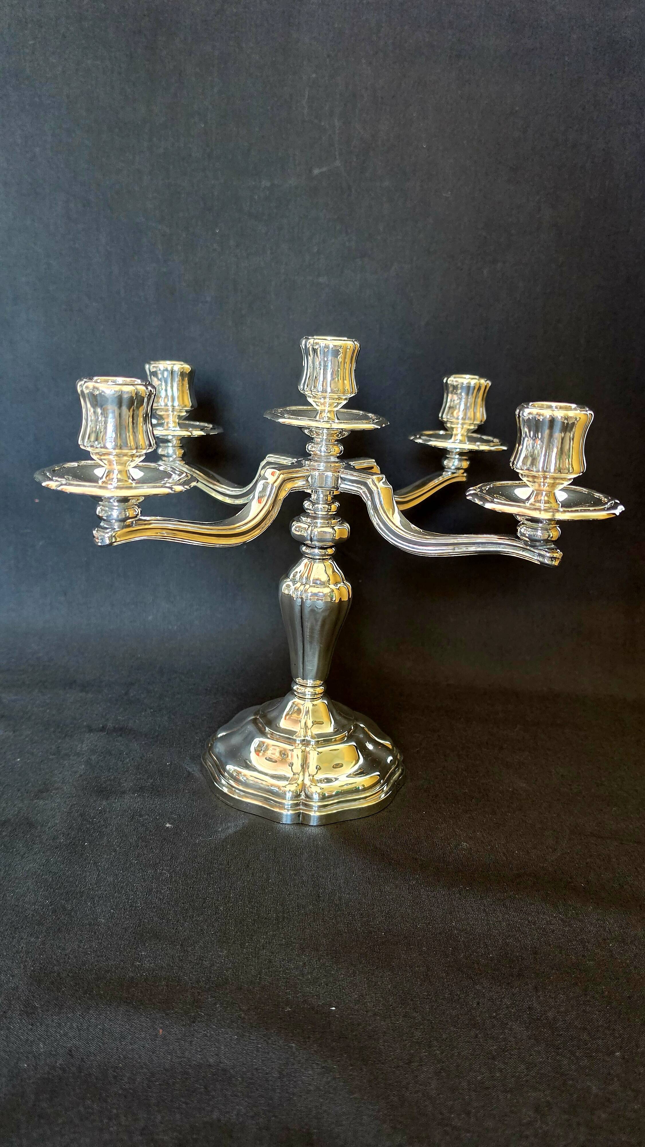 Exceptional pair of table candlesticks in fine silver, St. Médard Paris