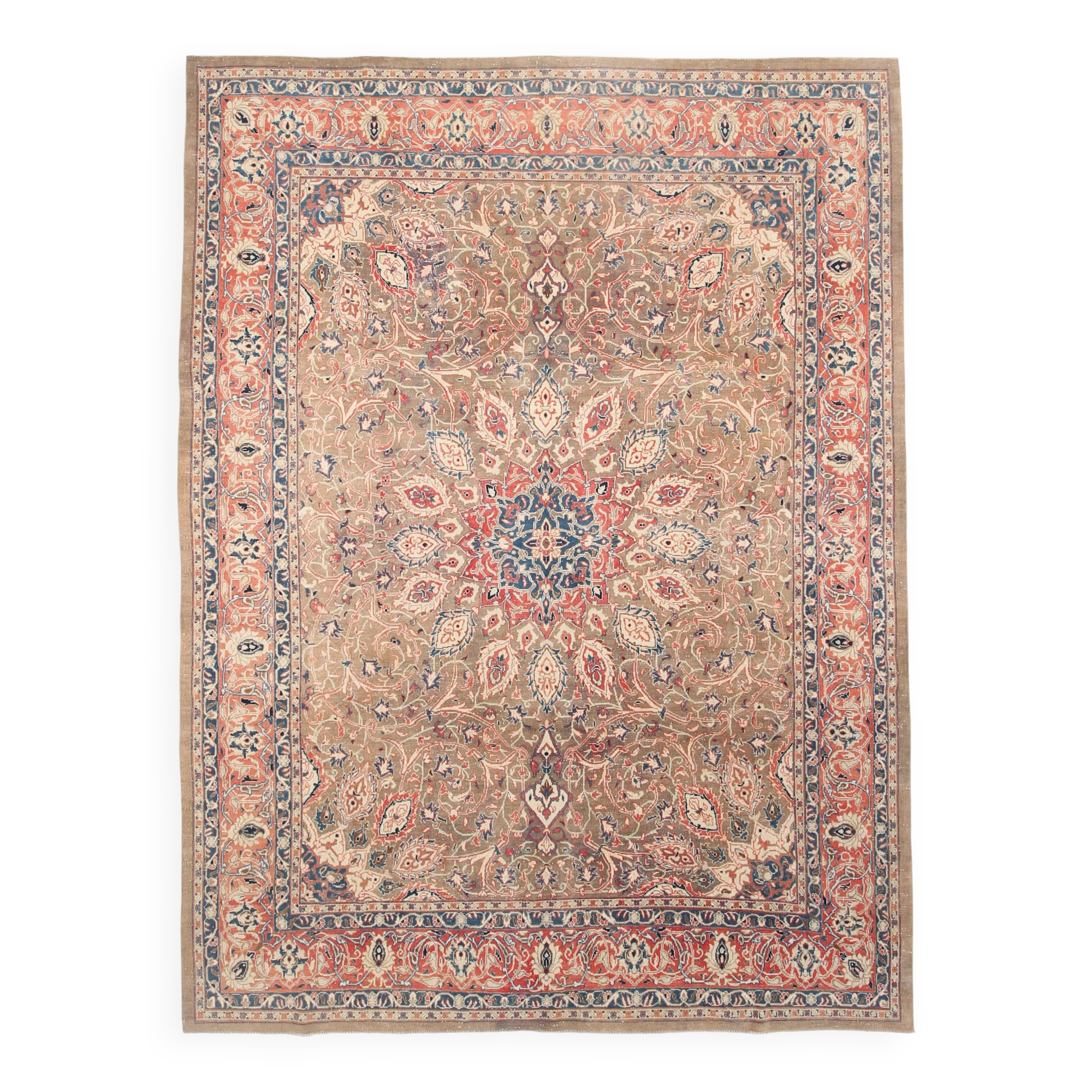 Grand Tapis Persan Ancien 300x397 cm, Médaillon et Motifs Floraux
