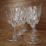Set of 6 Harlequin water glasses in Reims crystal glass 1950