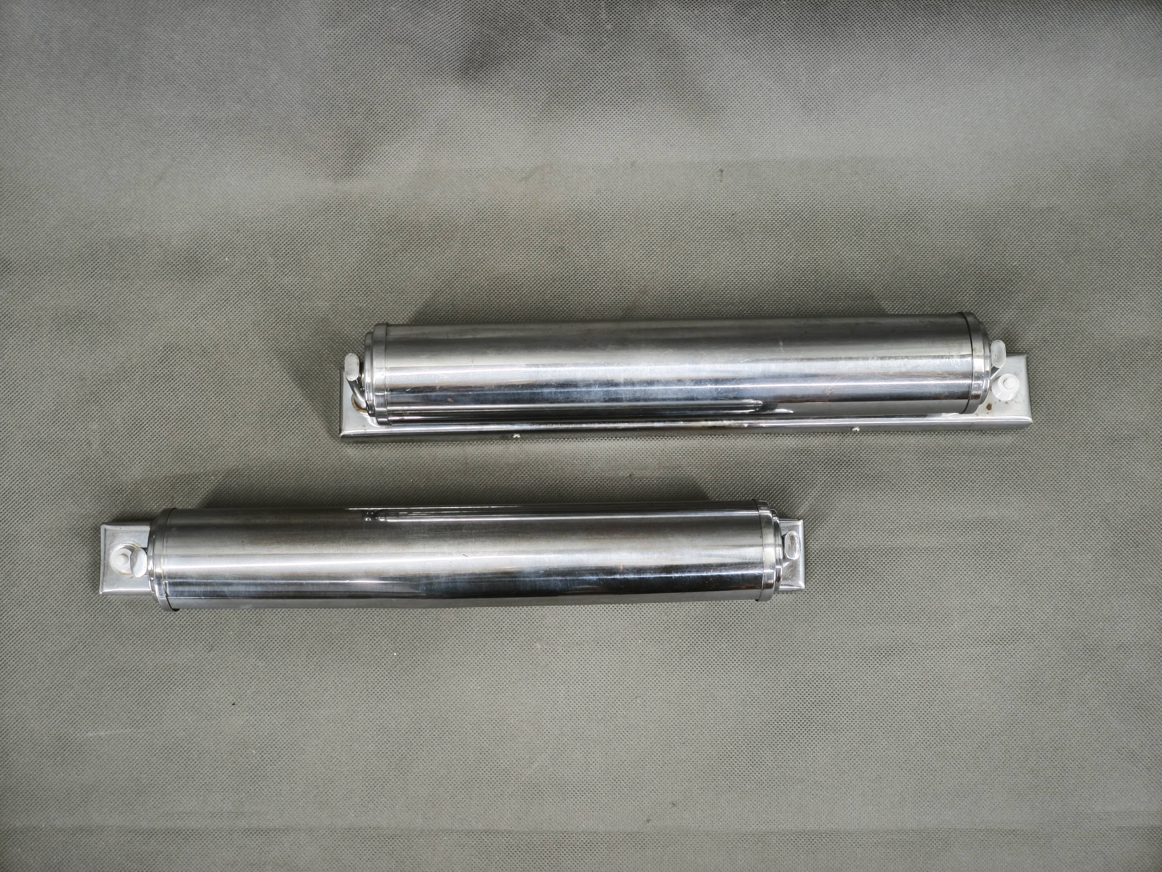 Pair of Bauhaus Chrome Wall Lights by Napako, Czechoslovakia, 1940s