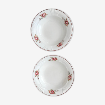 Lot de 2 assiettes creuses fleuries