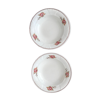 Lot de 2 assiettes creuses fleuries