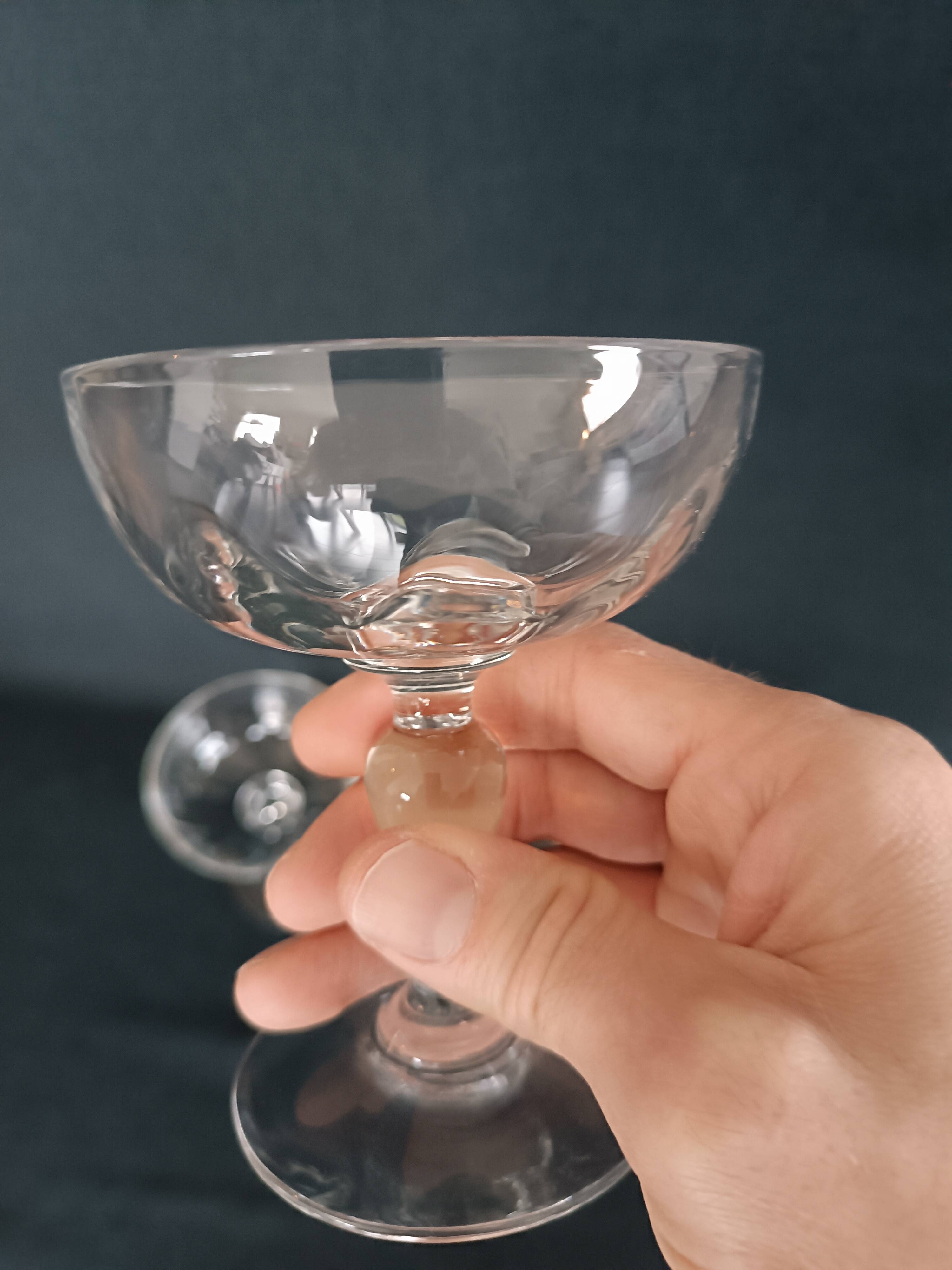 14 Champagne glasses in 19th century blown glass