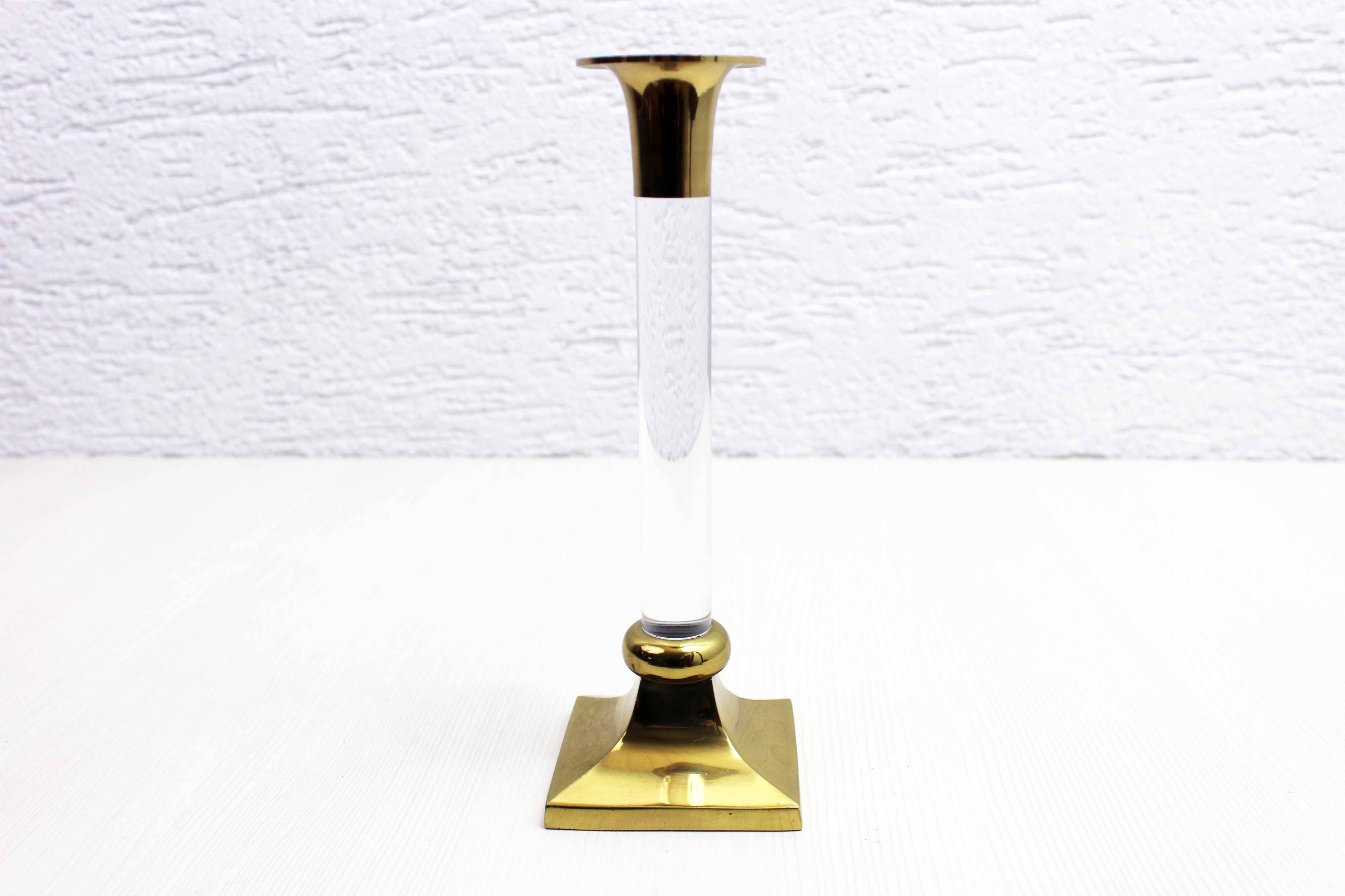 Lucite and brass candle holder 1970