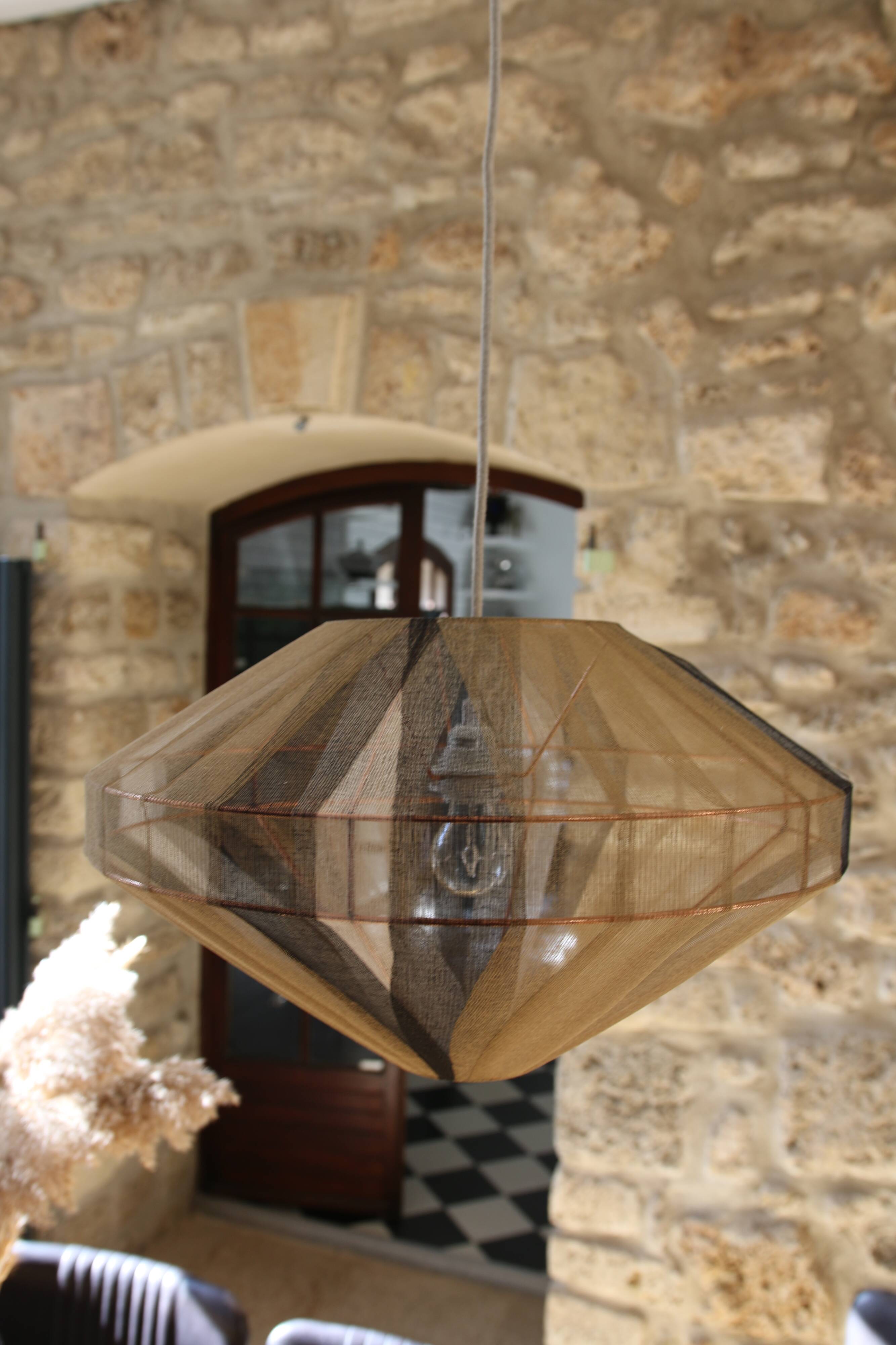 Contemporary cotton thread pendant light