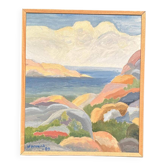 Huile sur toile originale suédoise – “Côte” par Weronica – Datée de 1980 – Vintage