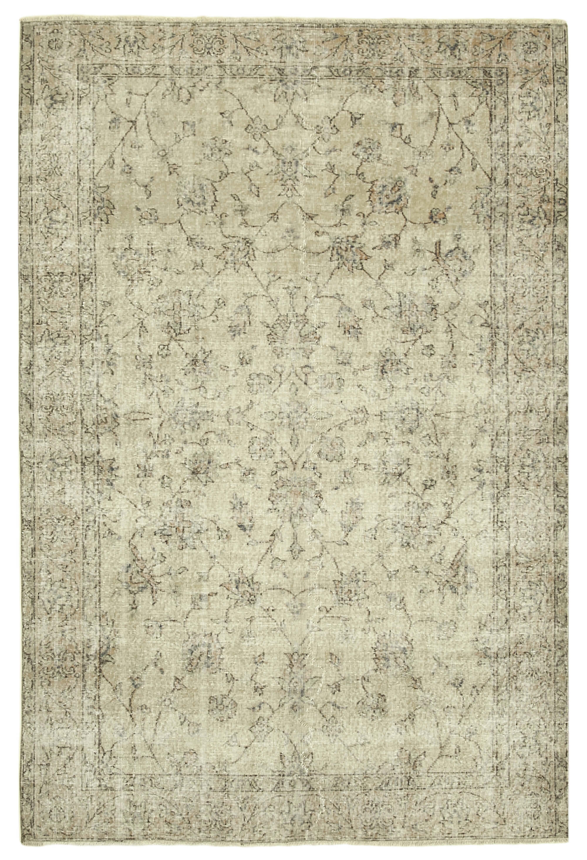 Handmade oriental beige carpet 182 cm x 271 cm