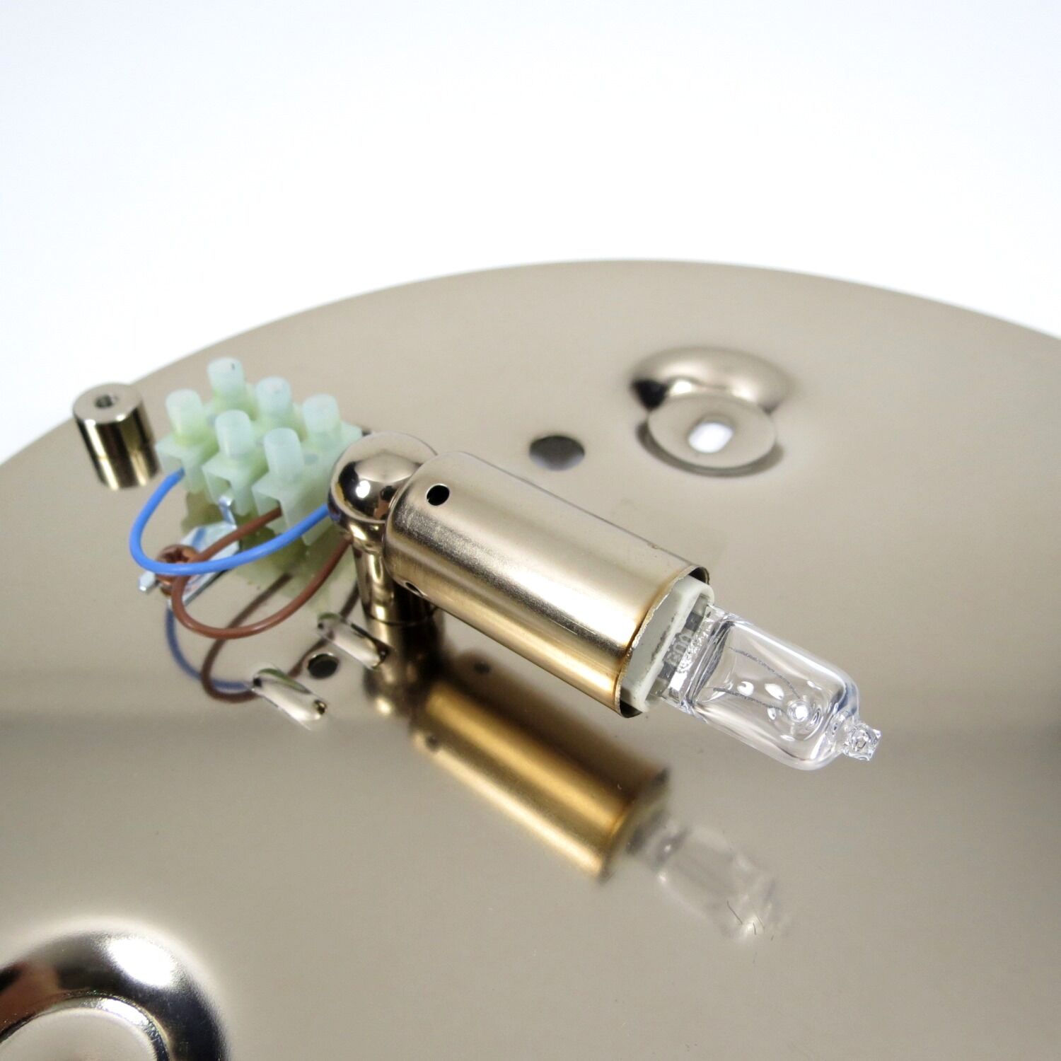 Pair of  Italian brass and glass wall lights, 1980s