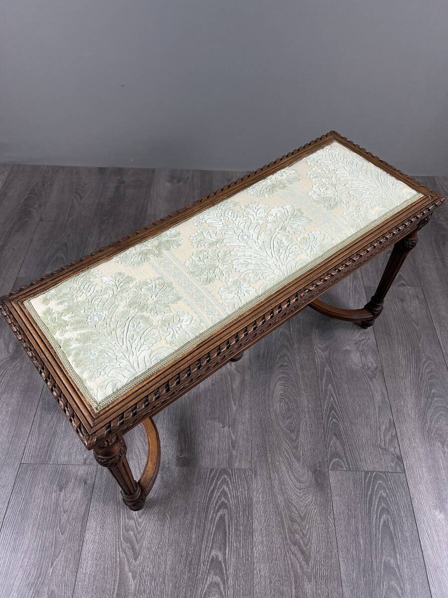 Louis XVI style carved wooden bench, 19th century