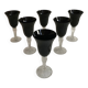 6 stemmed glasses with black glass bowl