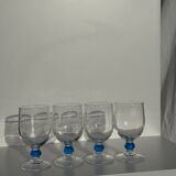 Lot de 4 verres à eau à pied boule bleue