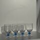 Set of 4 blue ball stemmed water glasses