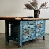 Painted workbench with drawers