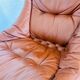 Svend Skippers vintage retro cognac leather swivel chair set 1970s
