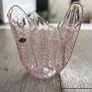 Murano glass vase (handkerchief) with a pink network pattern