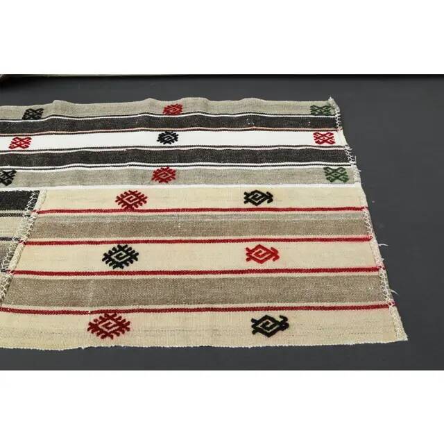 1970s Turkish Oushak Handmade Wool Cotton Beige Runner 68x250