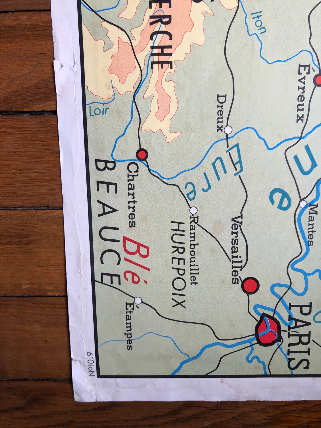 Ancienne affiche carte scolaire -Alpes/ Ouest bassin parisien