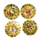 4 dessert plates sarreguemines france slip vintage antique majolica