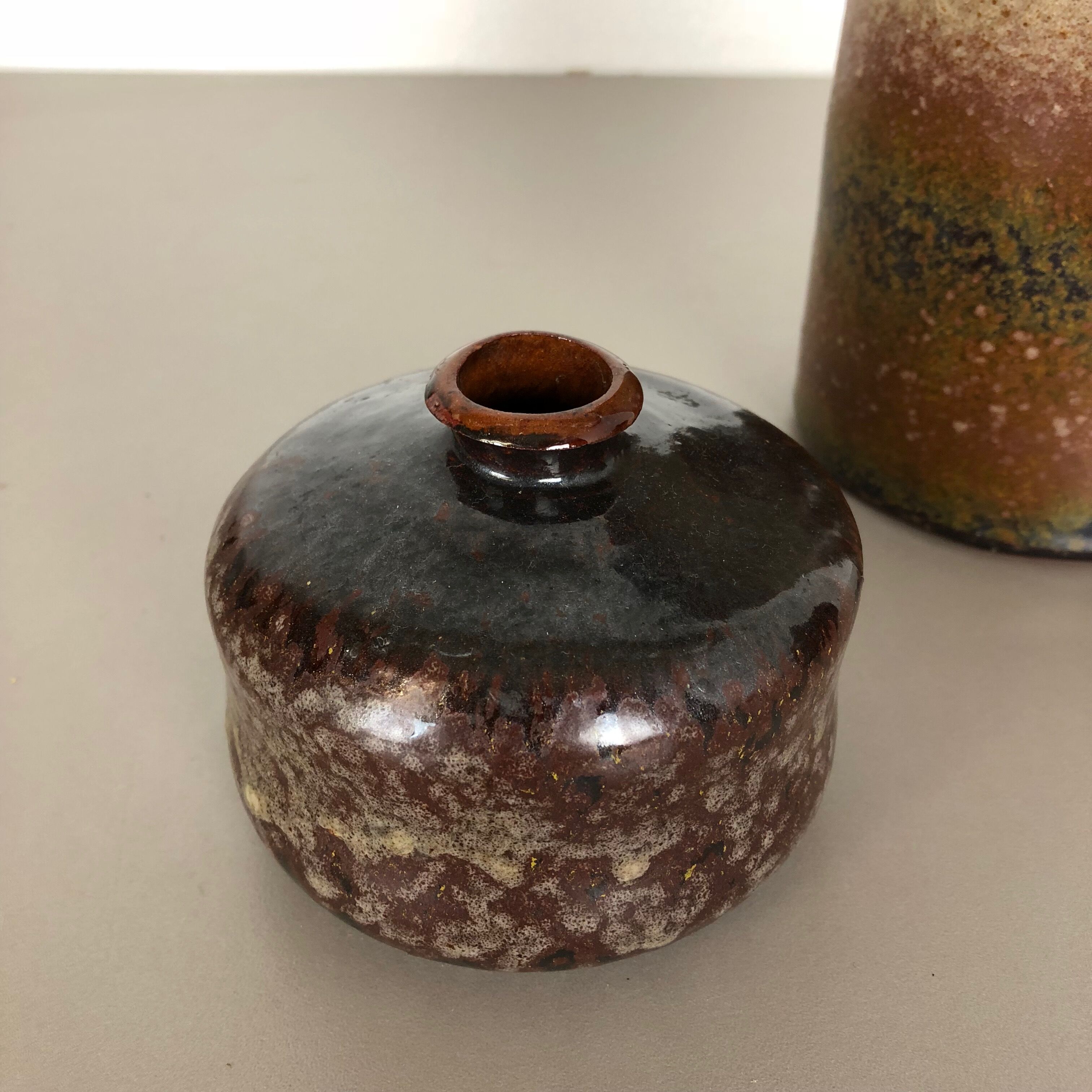 Set of 3 ceramic studio pottery vase by Elmar and Elke Kubicek, Germany, 1970