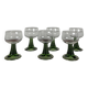 Set of 6 vintage green stemmed glasses - wine glass