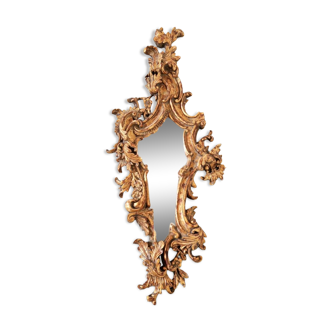 Grand miroir doré ancien en stuc