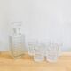 Set five glasses and whiskey decanter in chiseled glass