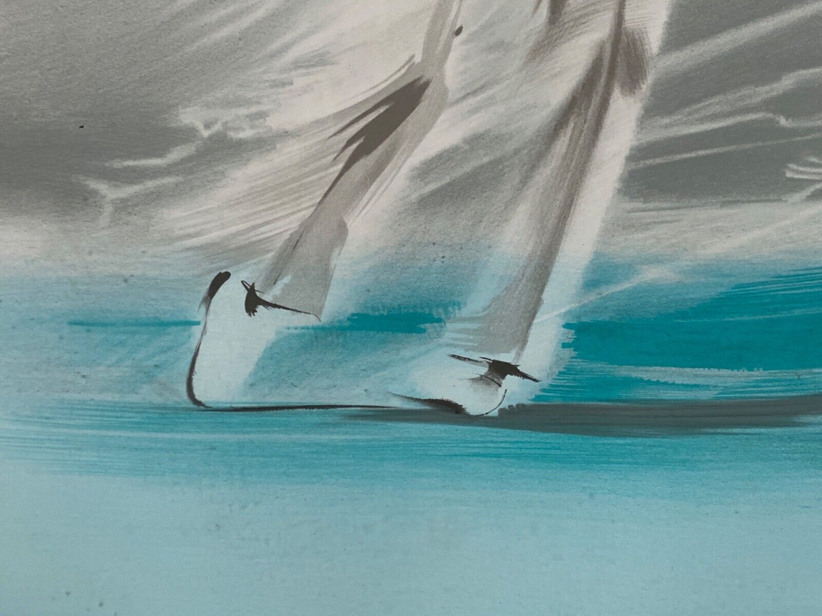 Lithograph Maurice Fillonneau Golfer 144/600 Aqua-Blues Certificate