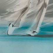 Lithograph Maurice Fillonneau Golfer 144/600 Aqua-Blues Certificate