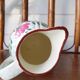 Pitcher vase shiny flowered ceramic