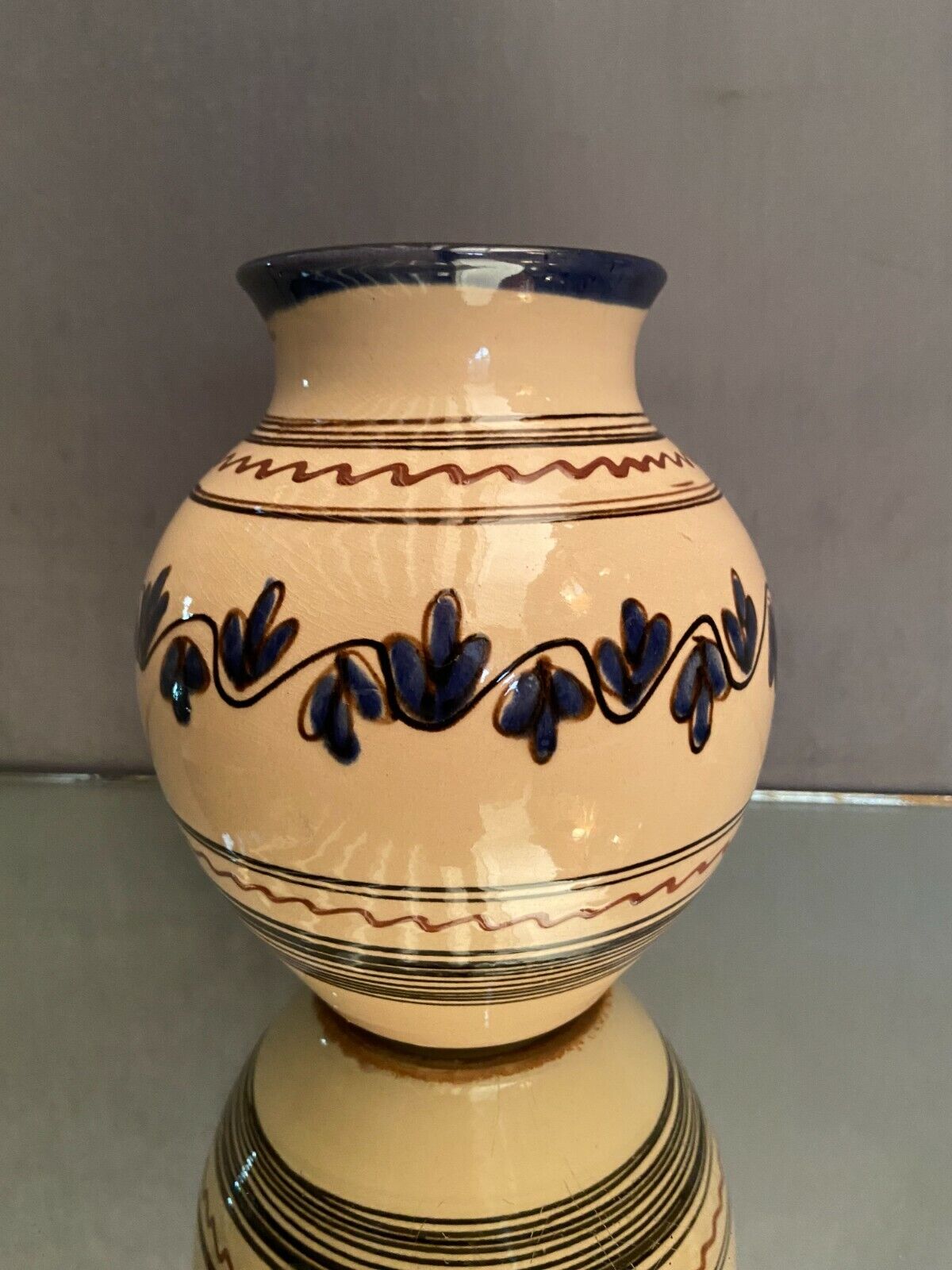 Glazed terracotta vase decorated with Savoy vegetable frieze