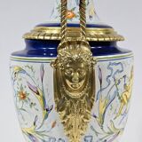 Lampe à pétrole en faïence, époque Napoléon III, milieu XIXème