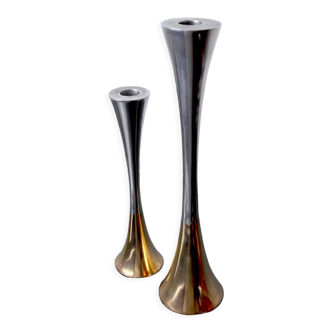 Pair of brutalist candlesticks by David Marshall, 1980, Spain