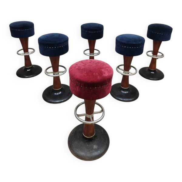 Tabourets de bar de café français vintage style Art déco