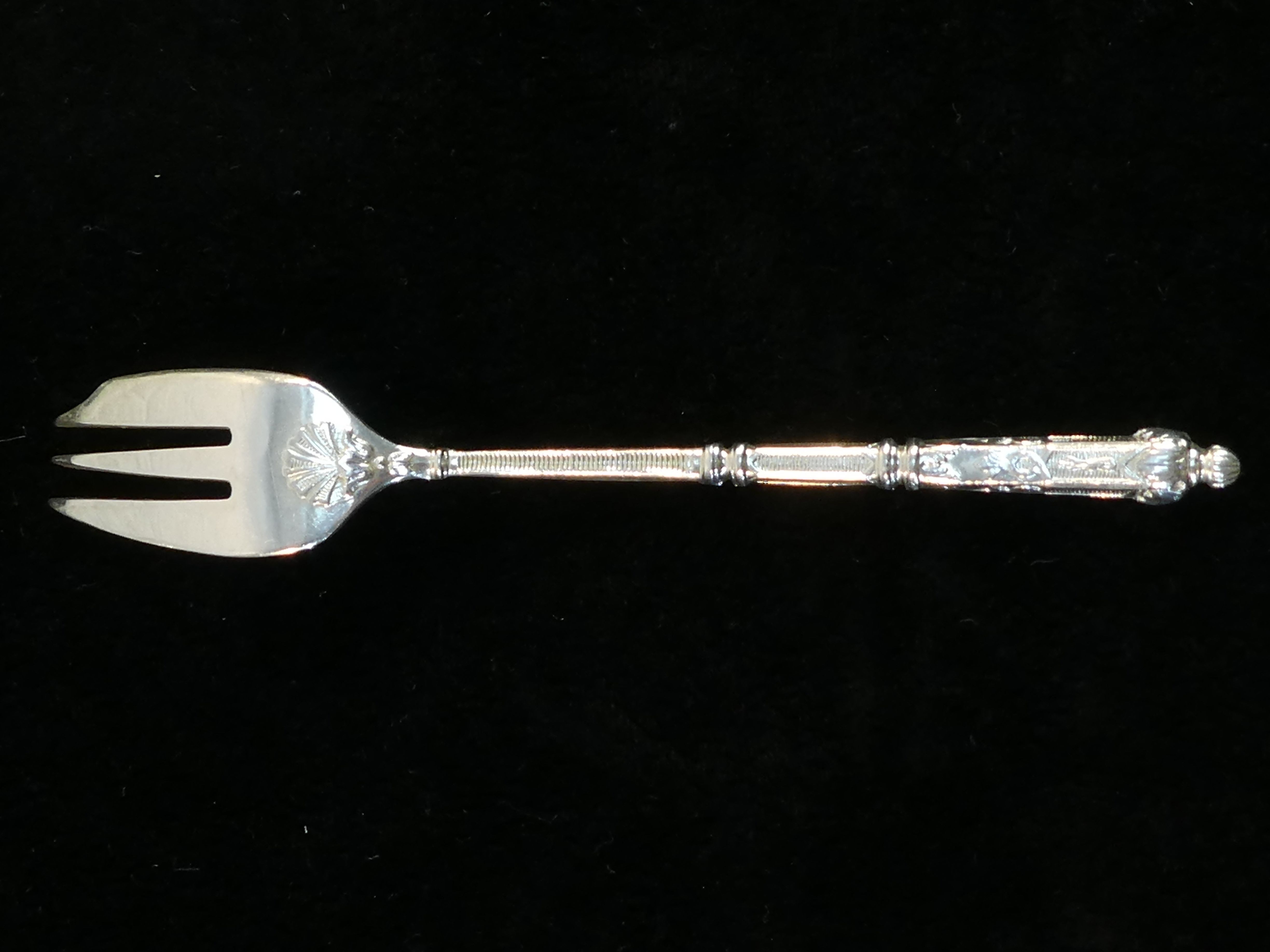 12 SFAM cake forks in silver metal Russian handle